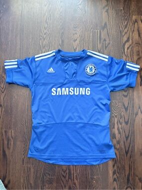 adidas Blue Chelsea Kids Football Jersey with Samsung Print